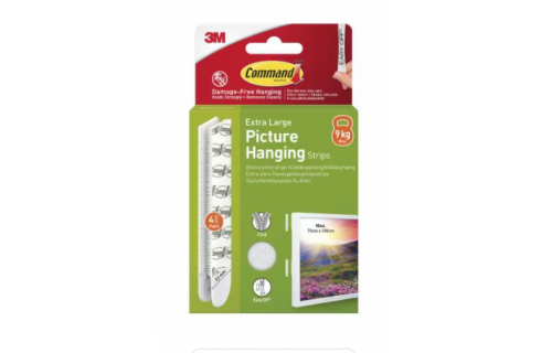 3M Command™ Extra Large Picture Hanging Strips 9kg, 4 Pairs (8 Strips) - White